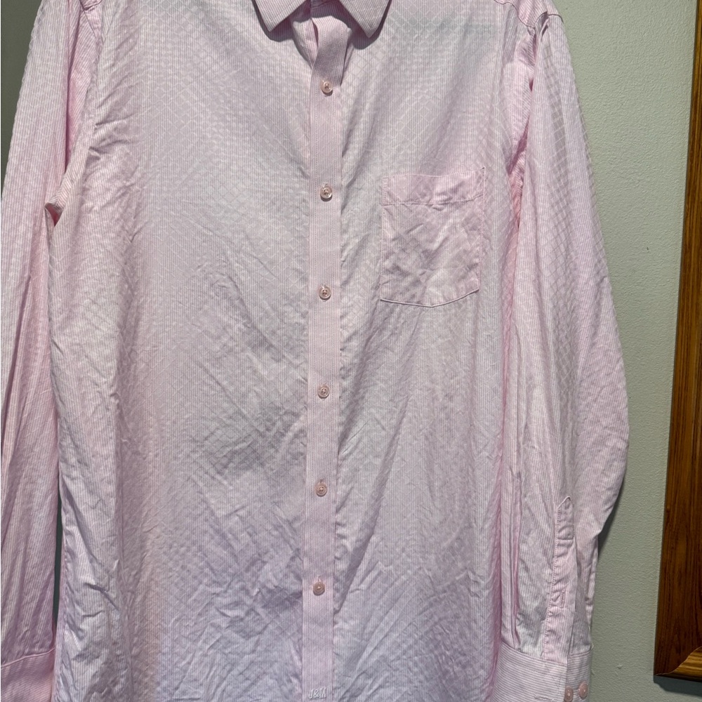 Johnston & Murphy Light Pink Casual Button Down Shirt-Lattice design